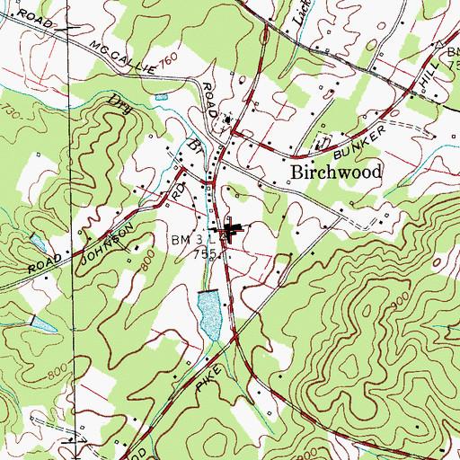 Topographic Map of Birchwood School, TN