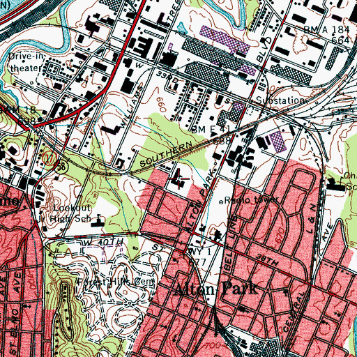 Topographic Map of Calvin Donaldson Elementary School, TN