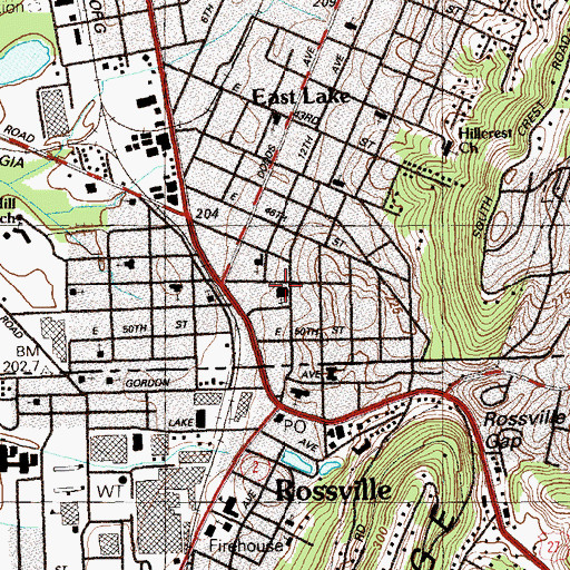 Topographic Map of Cedar Hill Baptist Church, TN