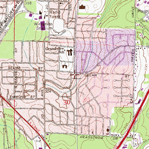 Topographic Map of Fairlane Park, AL
