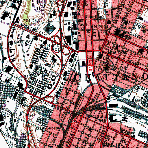 Topographic Map of Chattanooga-Hamilton County Convention and Trade Center, TN