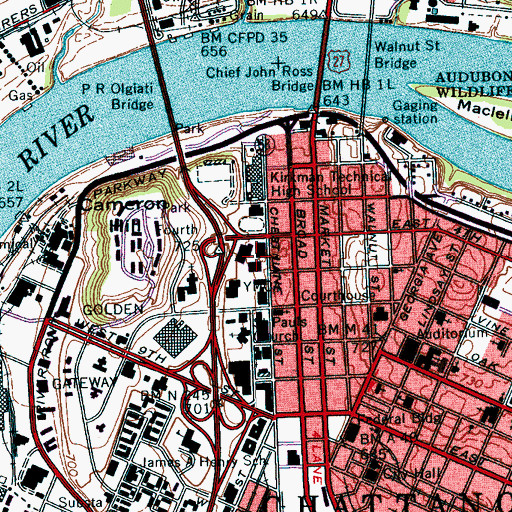 Topographic Map of Chestnut Street Adult Education Center, TN