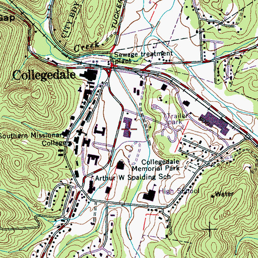Topographic Map of College Plaze Shopping Center, TN