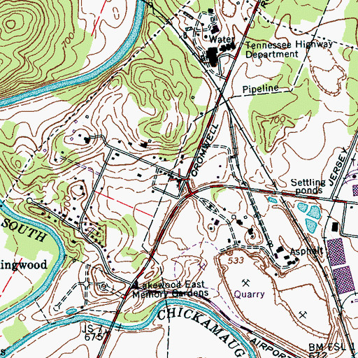 Topographic Map of Cromwell Baptist Church, TN