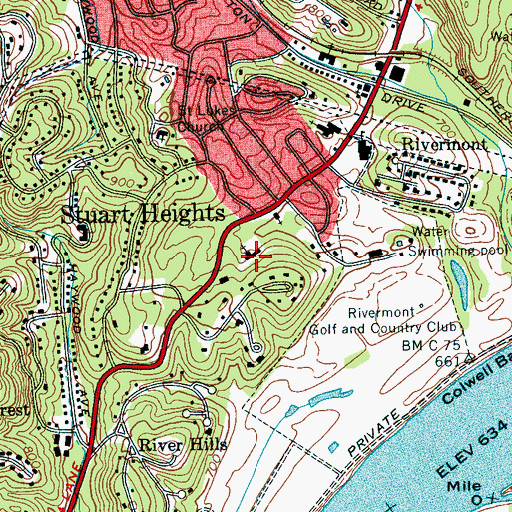 Topographic Map of Cross of Christ Lutheran Church, TN