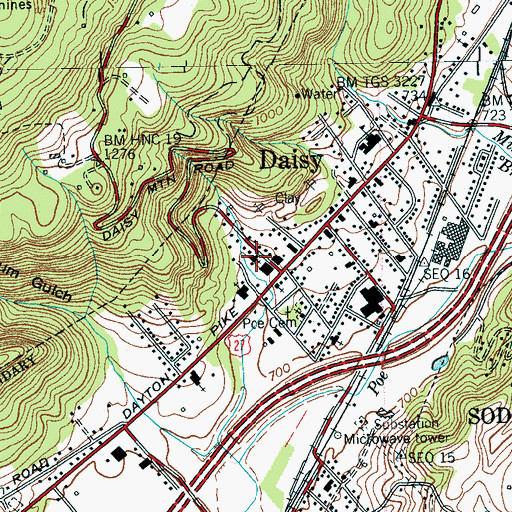 Topographic Map of Daisy Congregational Church, TN