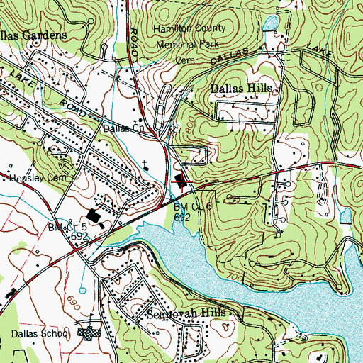 Topographic Map of Dallas Hollow Shopping Center, TN