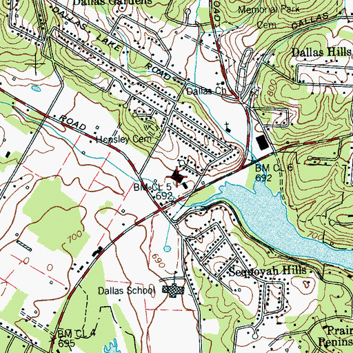 Topographic Map of Dallas Plaza Shopping Center, TN