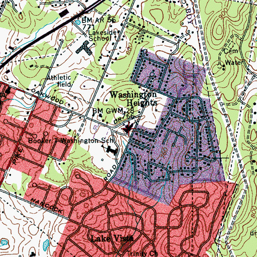 Topographic Map of Dawn School, TN