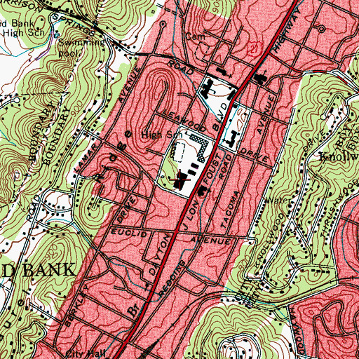 Topographic Map of Dayton Plaza Shopping Center, TN