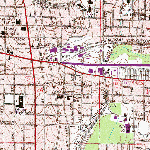Topographic Map of First Assembly of God Church, AL
