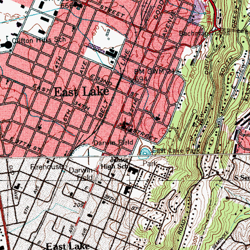 Topographic Map of East Lake Baptist Church, TN