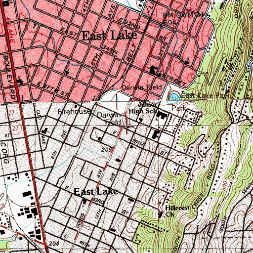 Topographic Map of East Lake Christian Church, TN