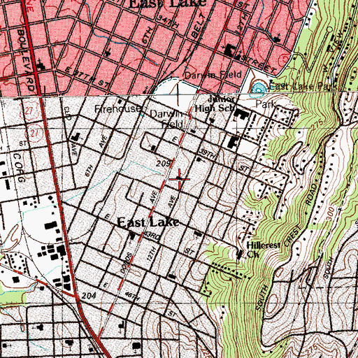 Topographic Map of East Lake Church of the Nazarene, TN