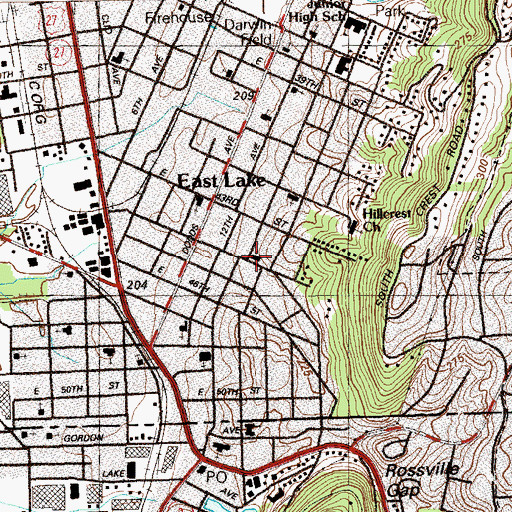 Topographic Map of East Lake Cumberland Presbyterian Church, TN