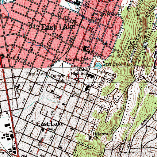 Topographic Map of East Lake United Methodist Church, TN