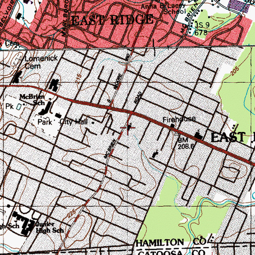 Topographic Map of EAst Ridge Church of God, TN