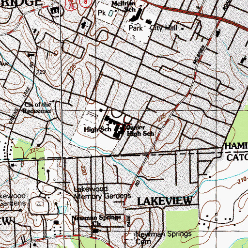 Topographic Map of East Ridge Middle School, TN