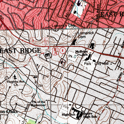 Topographic Map of East Ridge Presbyterian Church, TN