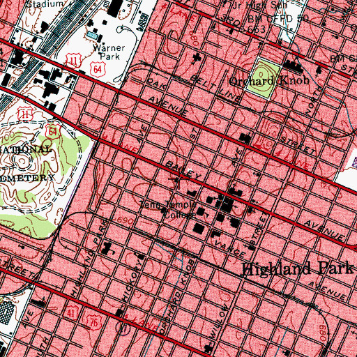 Topographic Map of Ebenezer Baptist Church, TN