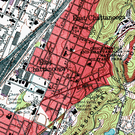 Topographic Map of Fairleigh Street Baptist Church, TN