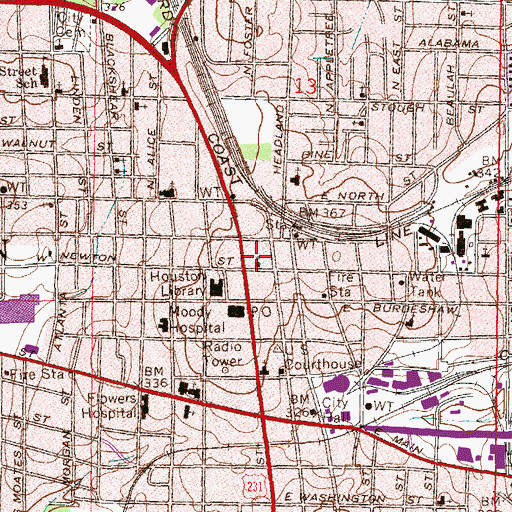 Topographic Map of First Christian Church, AL