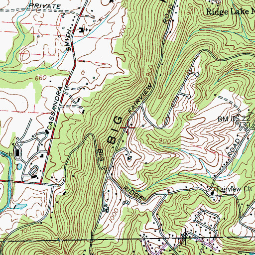 Topographic Map of Fairview School (historical), TN