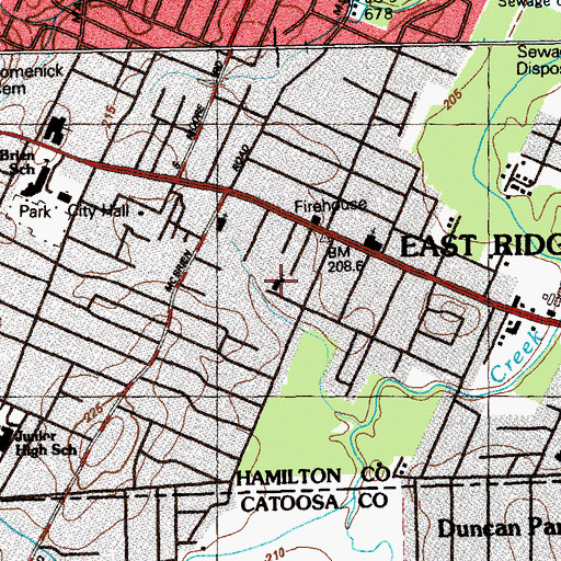 Topographic Map of Fellowship Baptist Church, TN