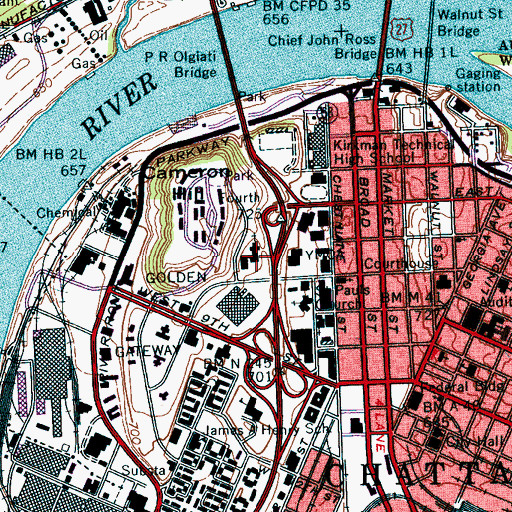 Topographic Map of First Baptist Church, TN