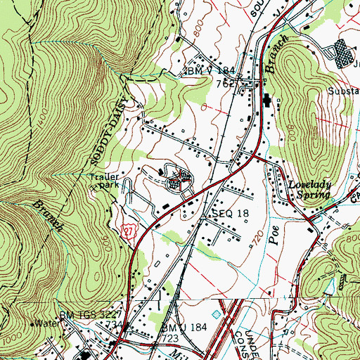 Topographic Map of First Baptist Church of Daisy, TN