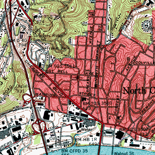 Topographic Map of First Calvary Baptist Church, TN