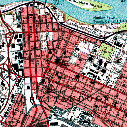 Topographic Map of First Centenary United Methodist Church, TN