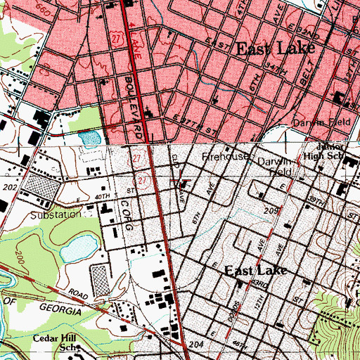 Topographic Map of Fourth Avenue Church of God, TN