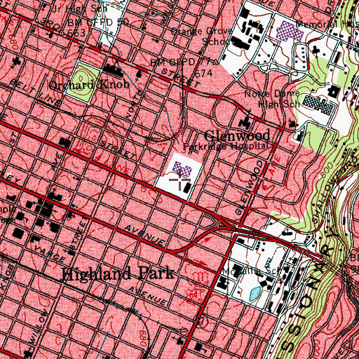 Topographic Map of Franklin Field (historical), TN