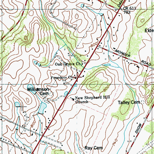 Topographic Map of Freedom Church, TN