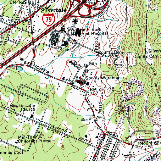 Topographic Map of Hamilton County Correctional Facility, TN