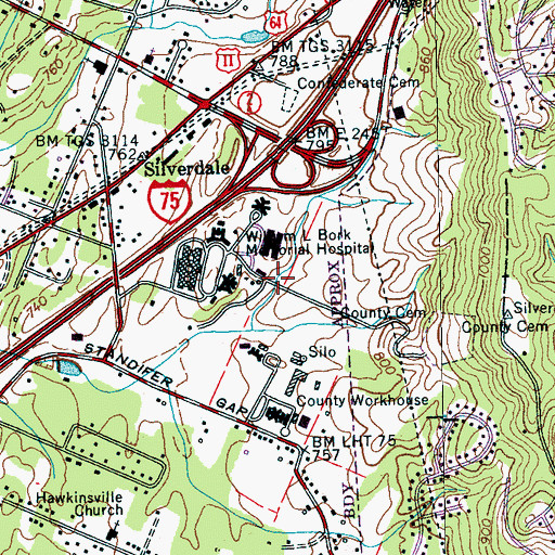 Topographic Map of Hamilton County Nursing Home, TN