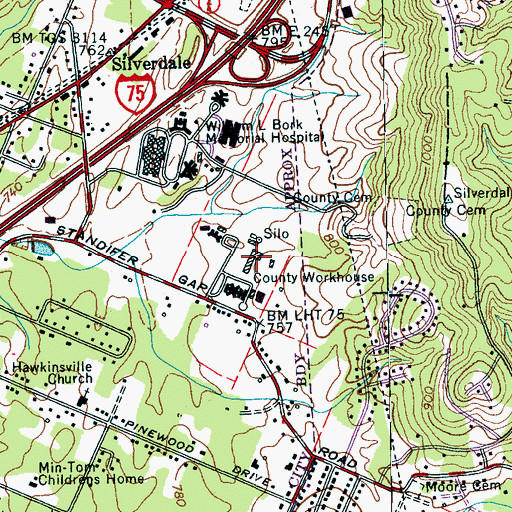 Topographic Map of Hamilton County Workhouse, TN