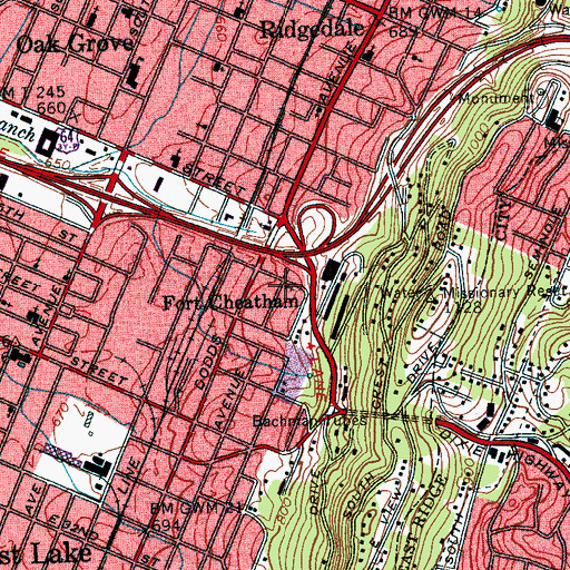 Topographic Map of Harris Chapel African Methodist Episcopal Zion Church, TN