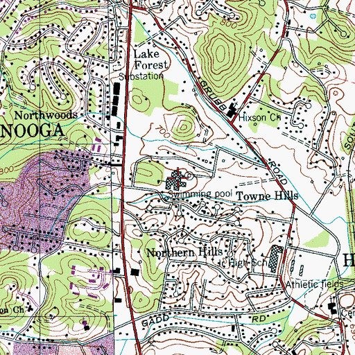 Topographic Map of Hixson Elementary School, TN