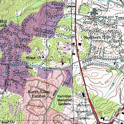 Topographic Map of Hixson Presbyterian Church, TN