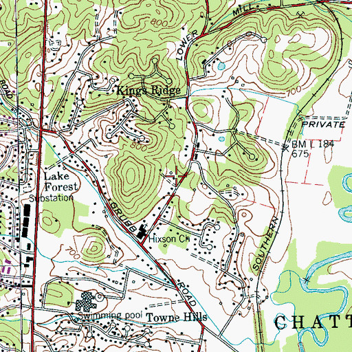 Topographic Map of Hixson School (historical), TN