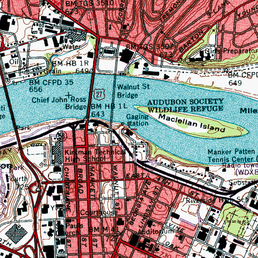 Topographic Map of Hunter Museum of Art, TN