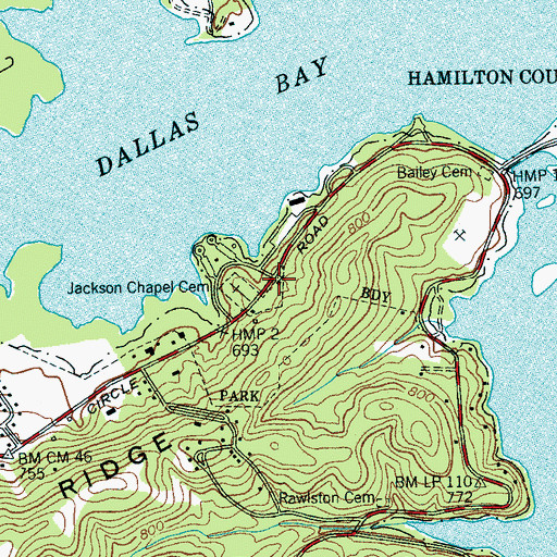 Topographic Map of Jackson Chapel, TN