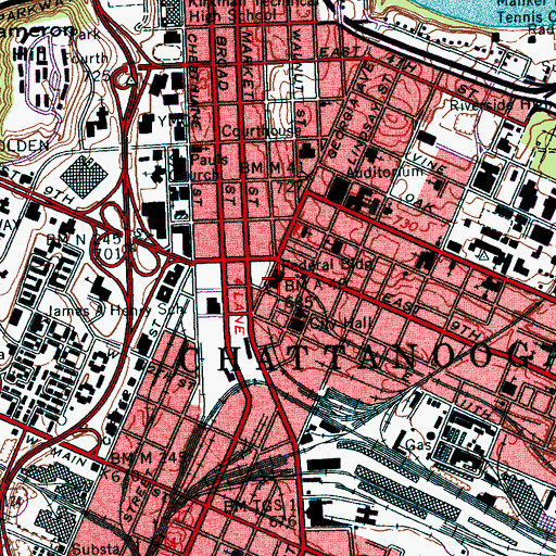 Topographic Map of Joel W Solomon Federal Building, TN
