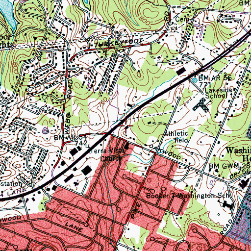 Topographic Map of Lake Hills Shopping Center, TN