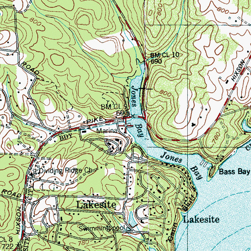 Topographic Map of Lakesite Marina, TN