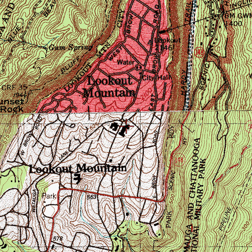 Topographic Map of Lookout Mountain Elementary School, TN