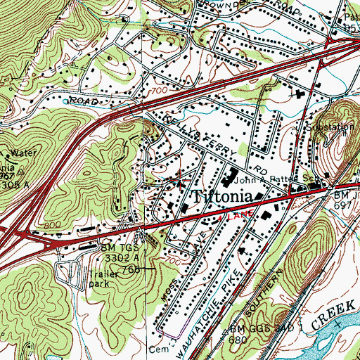 Topographic Map of Lookout Valley Baptist Church, TN