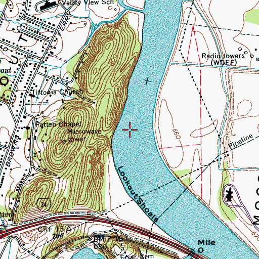 Topographic Map of Lookout Valley Church, TN